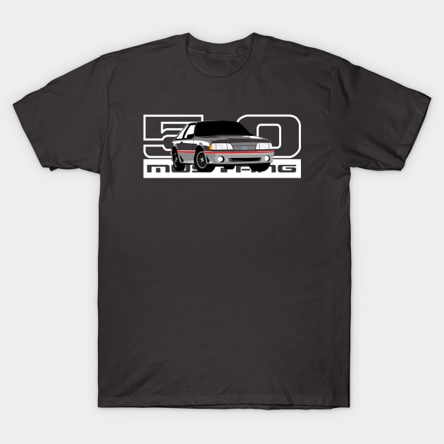 1987-90 Mustang GT Red Stripe T-Shirt by FoMoBro's